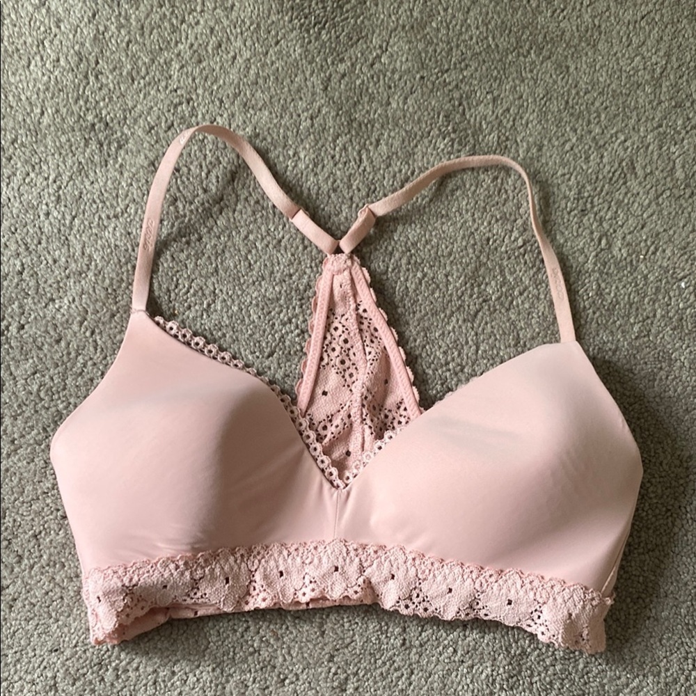Lace Trim Pink Bralette